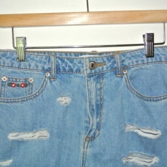 FOREVER 21‎ Ripped Denim Shorts Embroidery Usa Flag - Picture 4 of 9